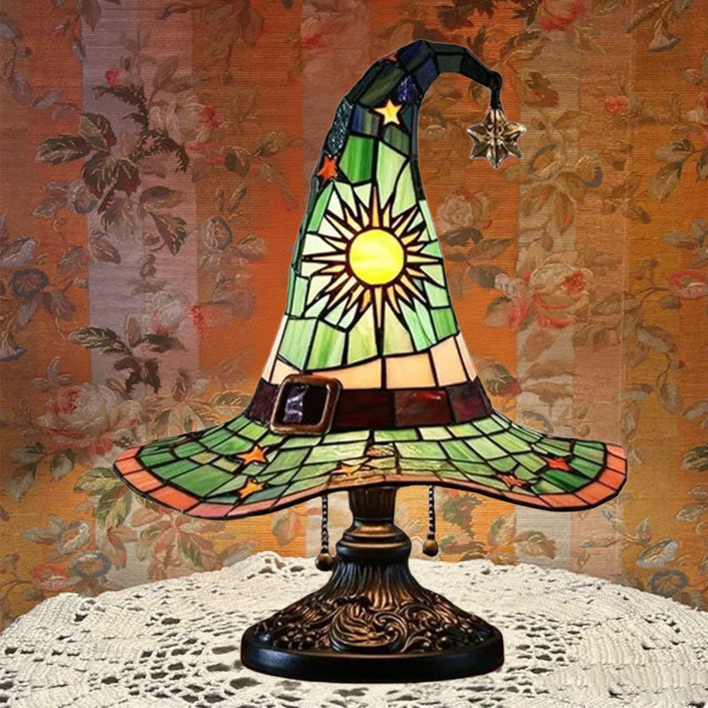 🧙Verlicht je nacht met magie! ✨ Glas-in-lood heksenhoedlamp: charmant en uniek!