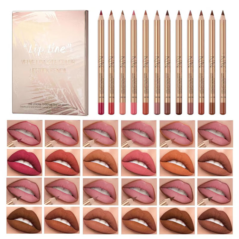 🌈Set van 12 lippenpotloden💧Waterbestendig en kleurvast, breng make-up aan in 3 seconden