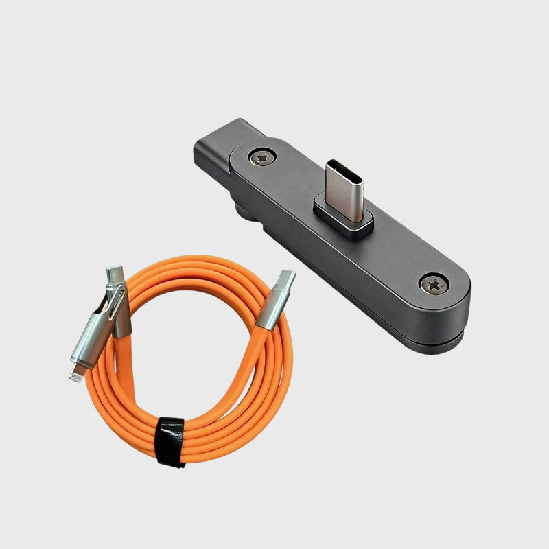 💎240W snellader met 360° draaibare telefoonstandaard – USB-C-compatibel, compact en draagbaar, multifunctioneel 🔌