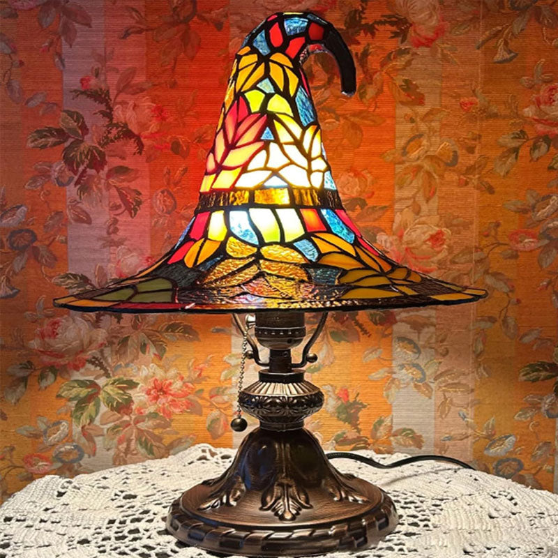🧙Verlicht je nacht met magie! ✨ Glas-in-lood heksenhoedlamp: charmant en uniek!