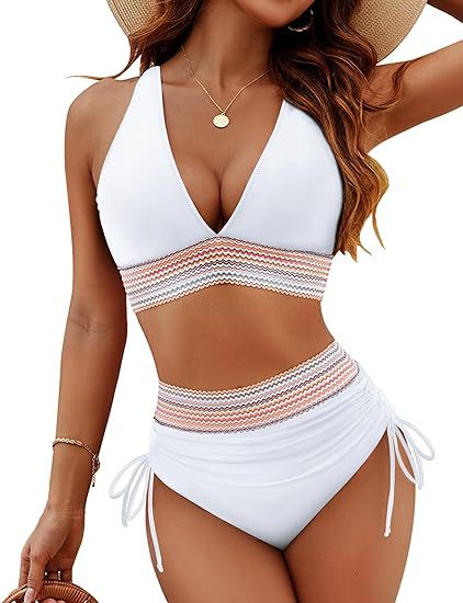 🔥S~4XL beschikbaar🔥2025 Tummy Control Colour Block Bikinisets met hoge kraag