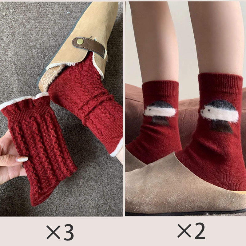 🔥 Populair 🔥 |Comfortabele bordeauxrode katoenen sokken🧦❤️