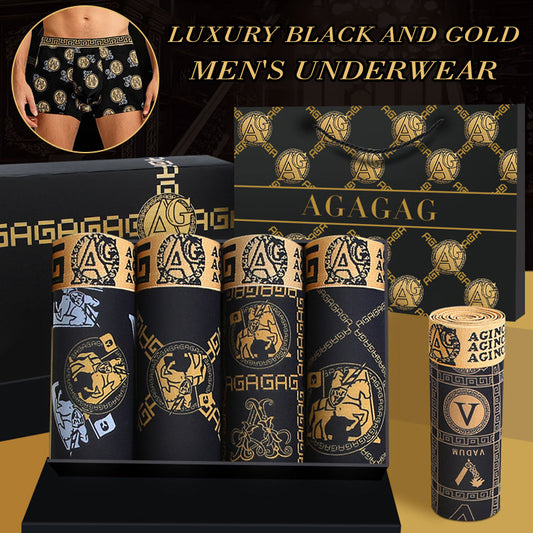 🖤 5-delige set Zwart-Gouden Heren Boxershorts 🖤