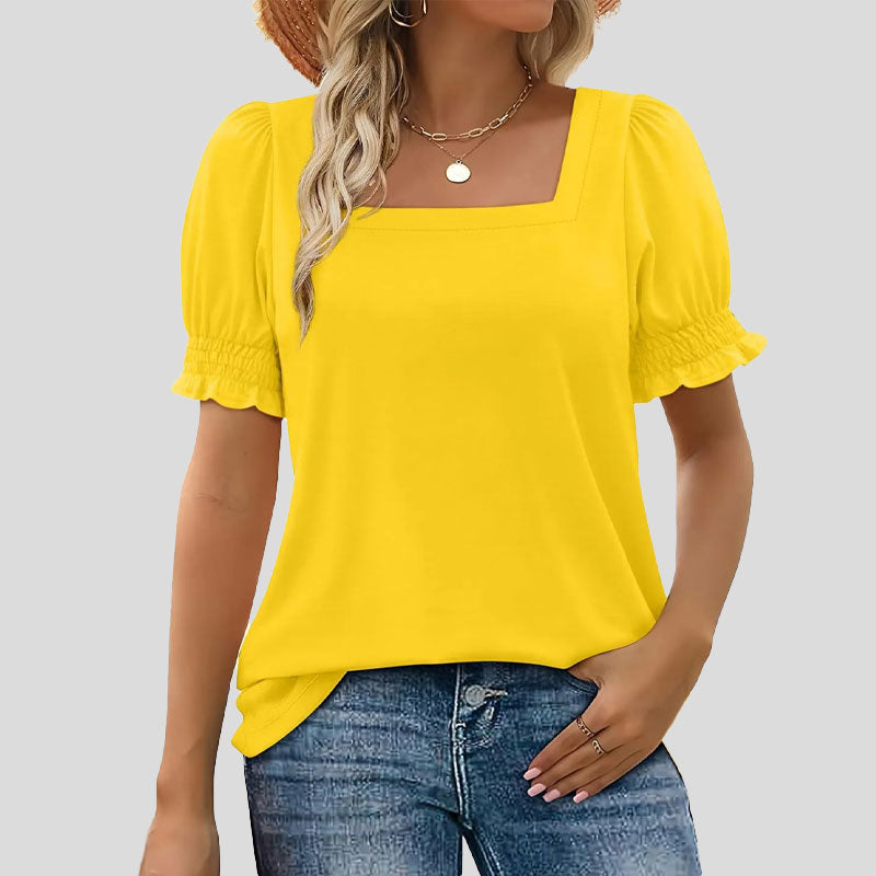 💖Tijdelijk halve prijs🌸Shirt met bloemetjesmouw U-hal