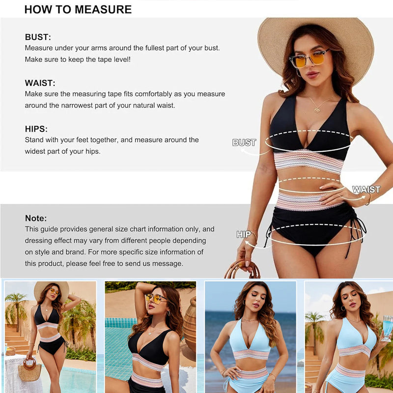 🔥S~4XL beschikbaar🔥2025 Tummy Control Colour Block Bikinisets met hoge kraag