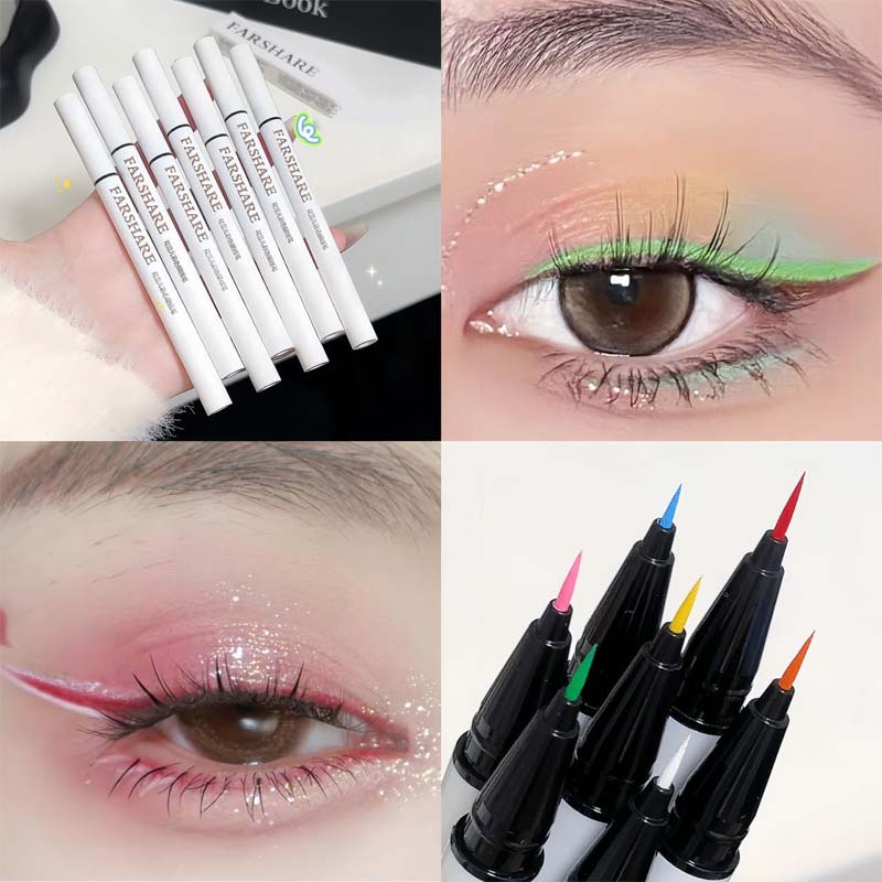 🔥Koop 1, krijg 1 gratis🌈Gekleurde eyelinerpen – Ultrafijne punt voor levendige, langdurige ooglooks