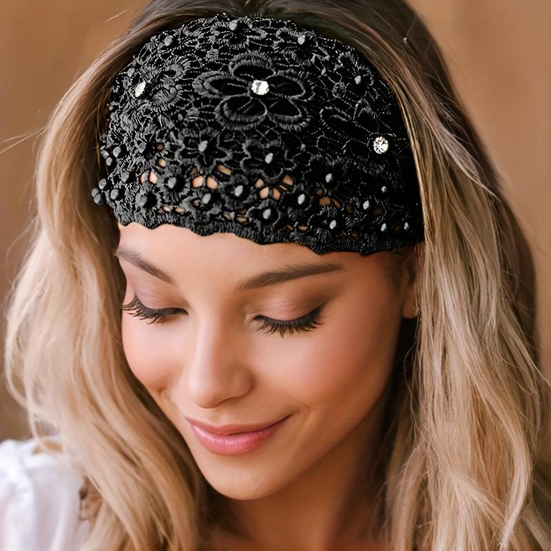 🔥Aanbieding 2026 -- ✨Brede haarband voor dames met 3D-bloemen en kralen | ❤️Bedekt grijs haar & ✨Houdt ongewenst haar netjes op zijn plaats