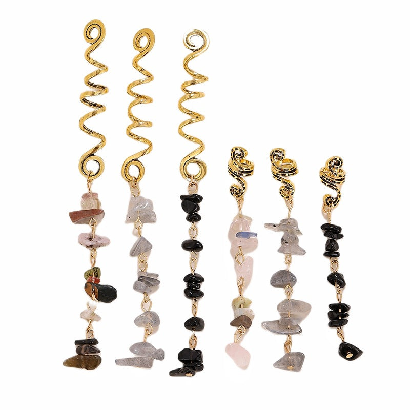β¨π Natuursteen Spiraal Haaraccessoires β Sieraad voor Vlechten & Dreads