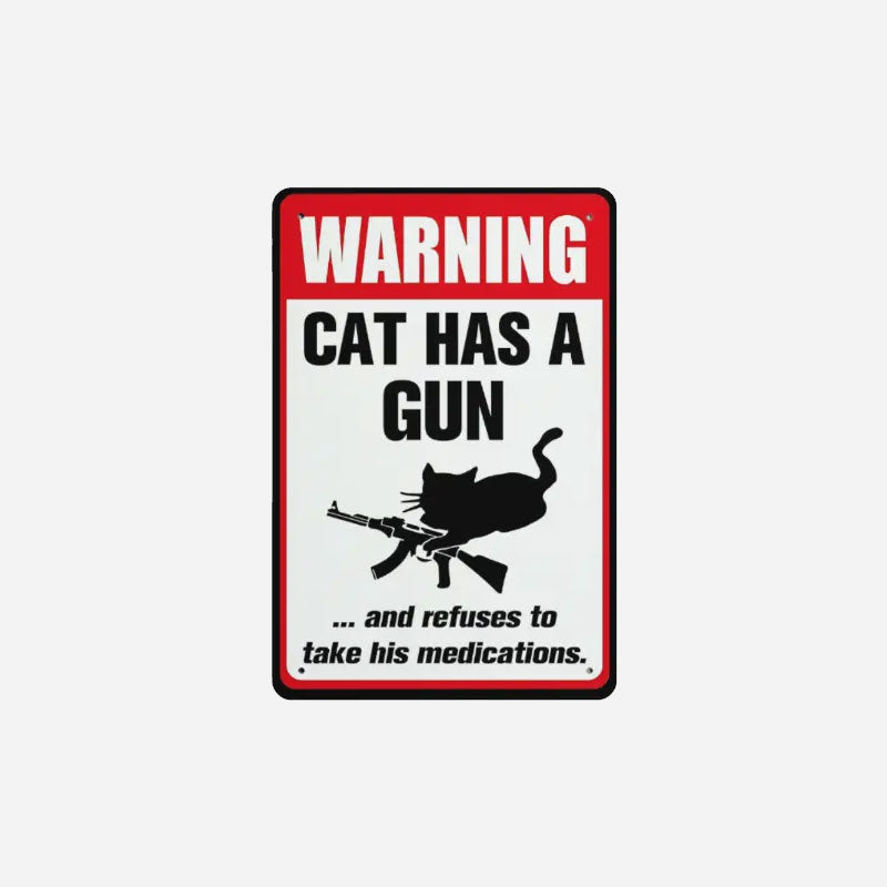 Humoristisch waarschuwingsbord met de tekst "Waakhond" πΆ β Geef je buren iets om over te prate
