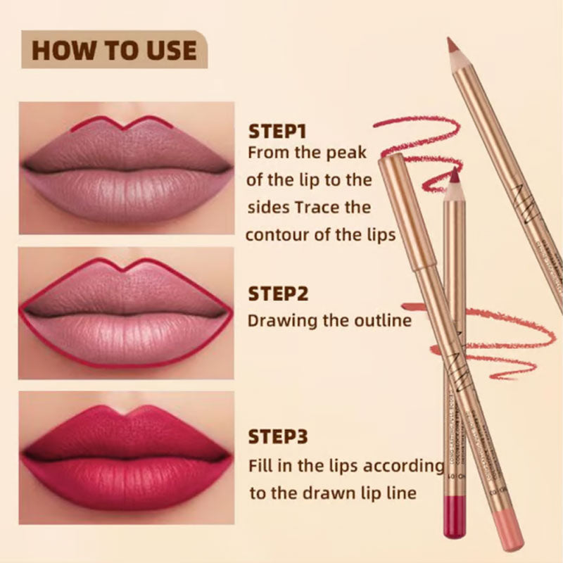 🌈Set van 12 lippenpotloden💧Waterbestendig en kleurvast, breng make-up aan in 3 seconden
