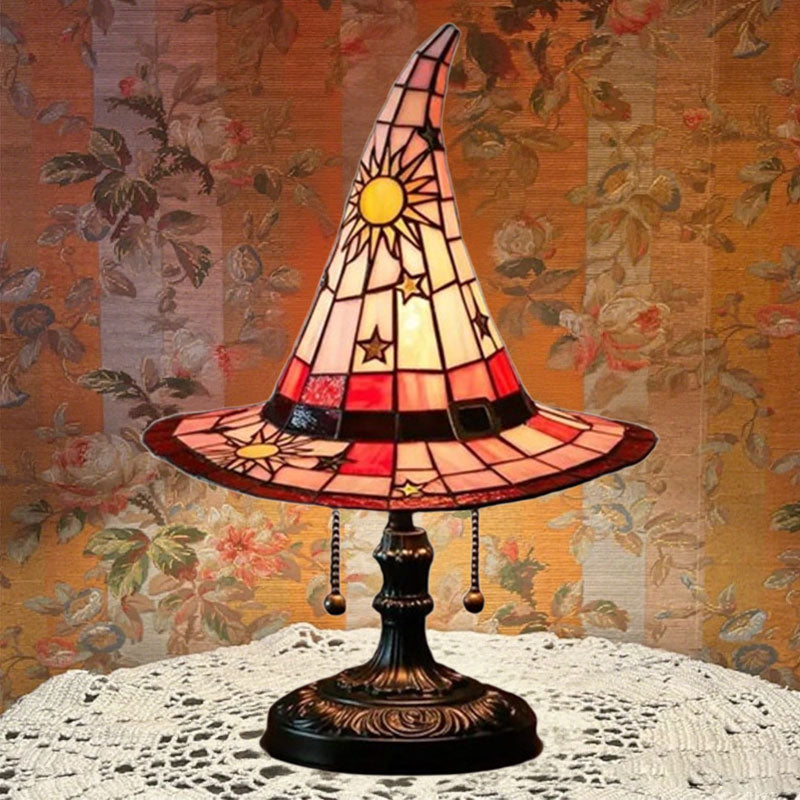 🧙Verlicht je nacht met magie! ✨ Glas-in-lood heksenhoedlamp: charmant en uniek!