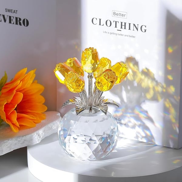 🌈✨Kleurrijk rozenornament van kristal✨🌈