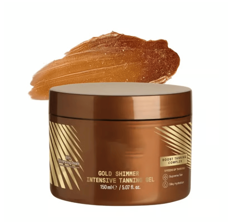 ⏳Aanbiedingen van deze week🔥Krijg een gouden gloed - Gold Shimmer Intense Tanning Gel!