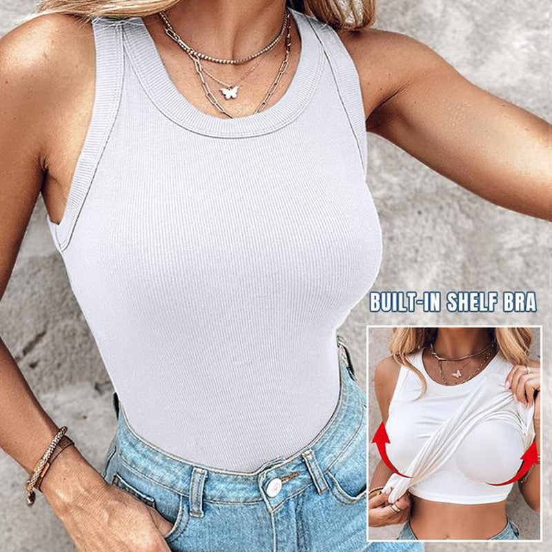 ⌛De speciale aanbieding van deze wee🥰 Geribbelde tanktop met bh voor dames 🥰
