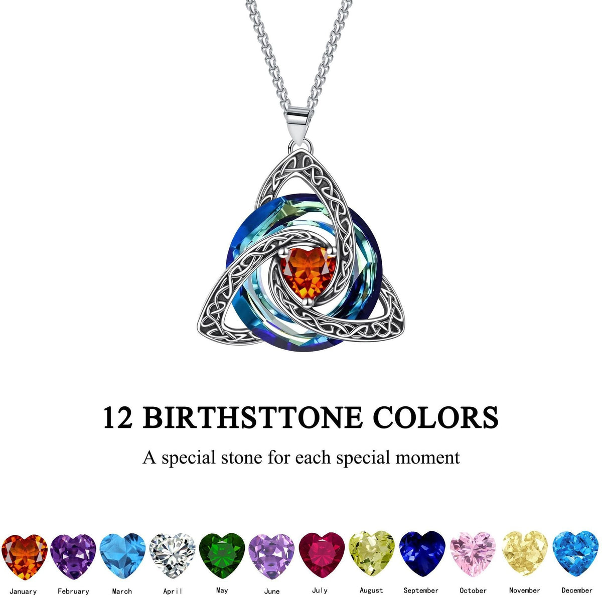 ✨ Geboortesteen Keltische Drieknoop Ketting – Betekenisvol symbool van liefde en verbondenheid ❤️
