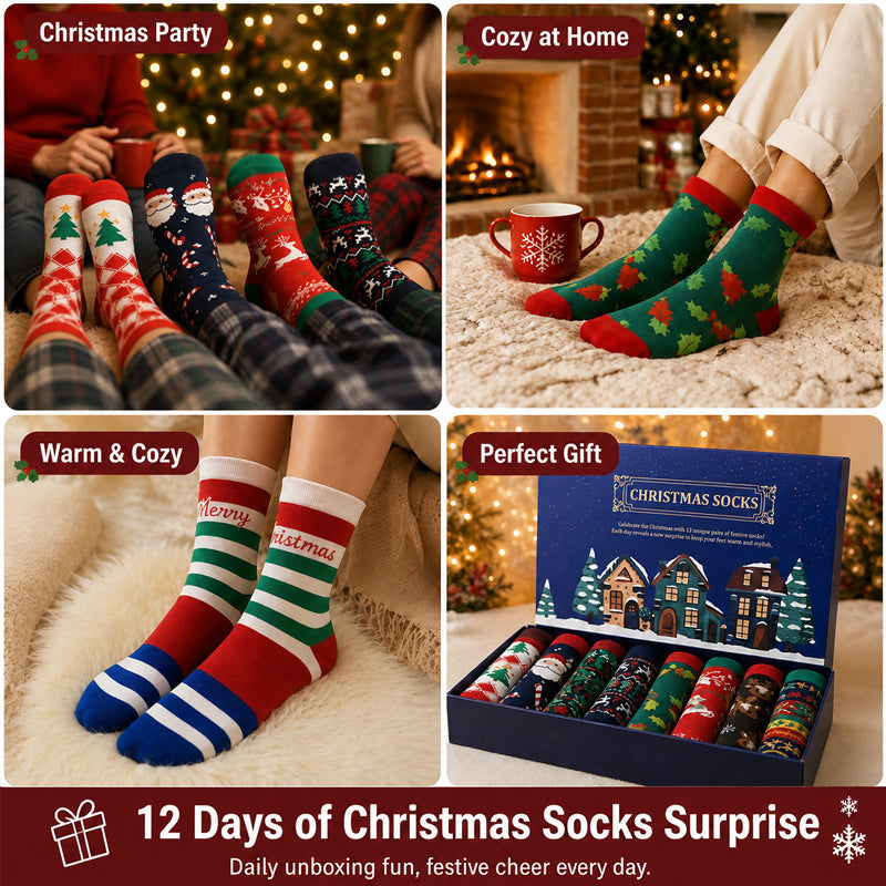 🎄 Kerst‑adventskalender sokken cadeaubox | 24‑vakjes feestelijke sokken adventskalender