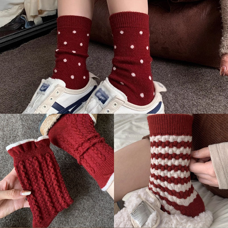 🔥 Populair 🔥 |Comfortabele bordeauxrode katoenen sokken🧦❤️