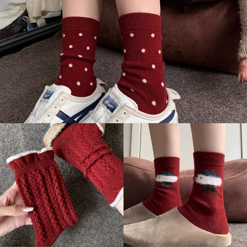 🔥 Populair 🔥 |Comfortabele bordeauxrode katoenen sokken🧦❤️