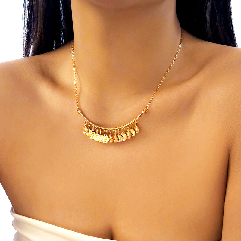 🔥 Laatste dag! 49% korting - 📿 Meerlaagse parel- en gouden muntketting