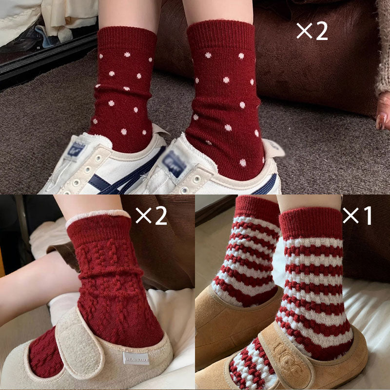 🔥 Populair 🔥 |Comfortabele bordeauxrode katoenen sokken🧦❤️