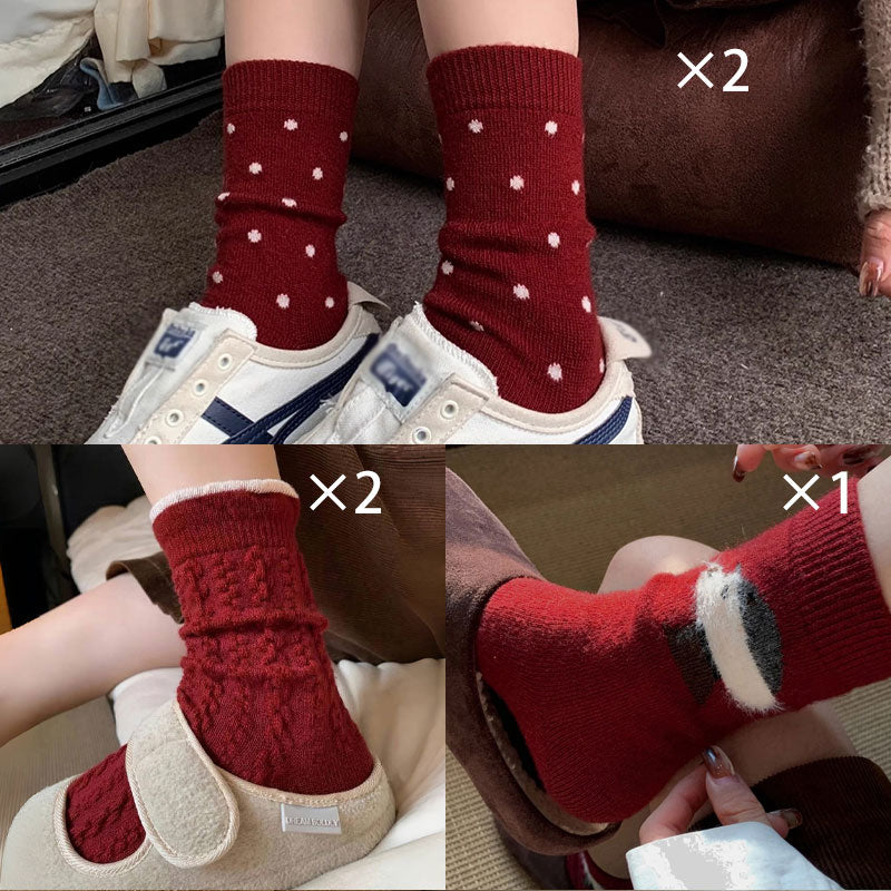 🔥 Populair 🔥 |Comfortabele bordeauxrode katoenen sokken🧦❤️