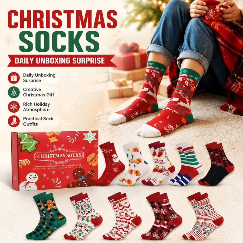 🎄 Kerst‑adventskalender sokken cadeaubox | 24‑vakjes feestelijke sokken adventskalender