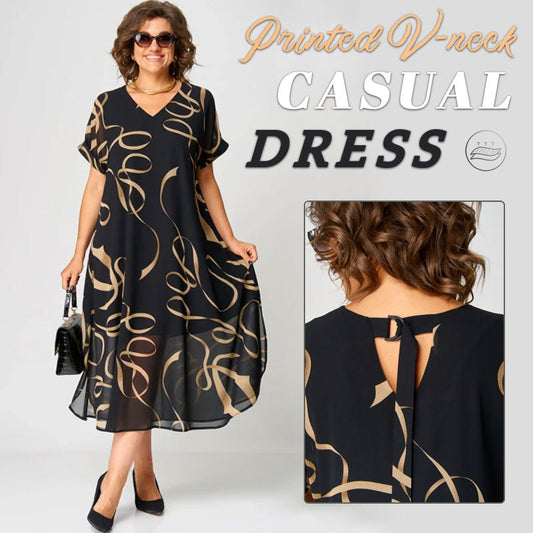 ⌛Tijdelijk halve prijs🌸Bedrukte V-hals Casual Dre💃