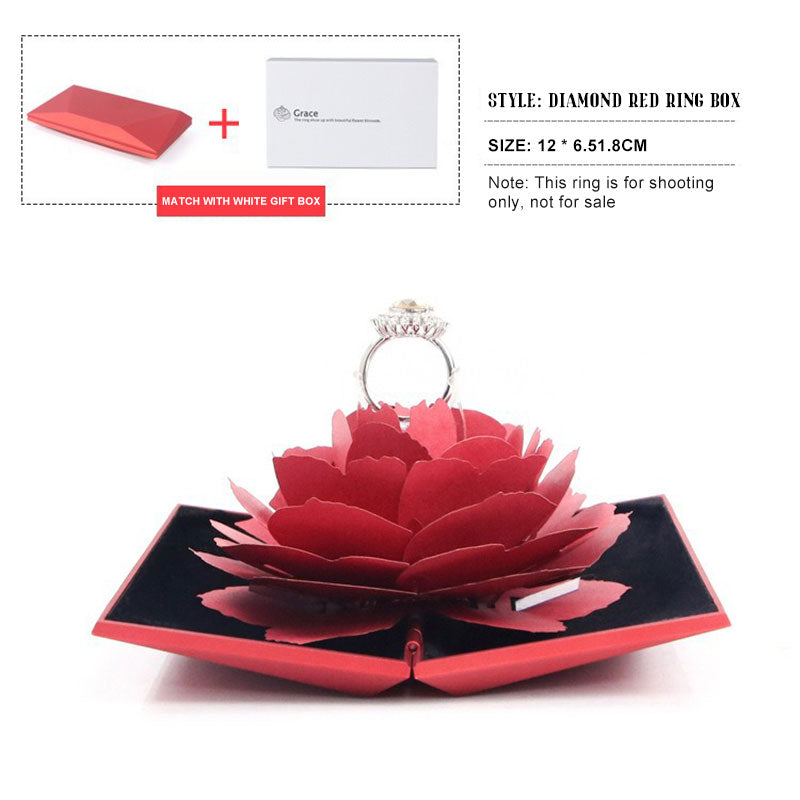 🔥 Laatste dag! 49% korting - Valentijnsdag aanbieding: Ringdoos met draaiende roos
