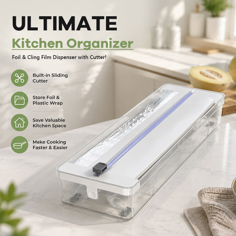 ✨ Premium keukensnijder en organizer – Voor plastic folie en aluminiumfolie
