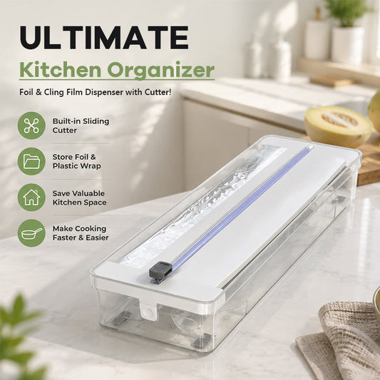 ✨ Premium keukensnijder en organizer – Voor plastic folie en aluminiumfolie