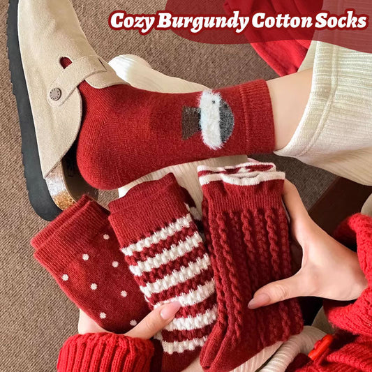 🔥 Populair 🔥 |Comfortabele bordeauxrode katoenen sokken🧦❤️
