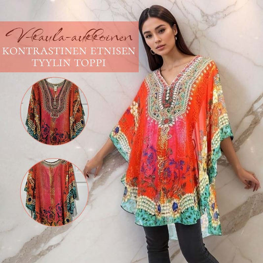 ⌛De speciale aanbieding van deze week✨V-Hals Contrast Etnische Stijl Vest Naa