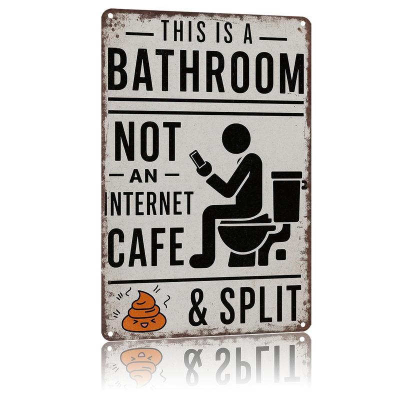 "Dit is een toilet, geen internetcafé" – Grappig vintage metalen wandbord