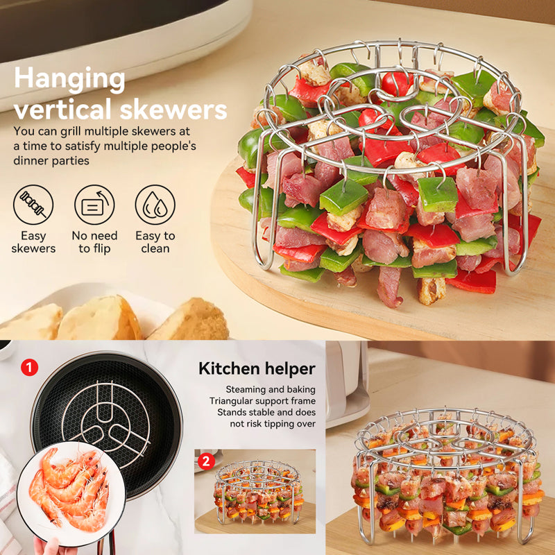 🔥 Spiesrek voor Airfryer – Verticaal kebabhouder van roestvrij staal voor airfryers, ovens en zelfgemaakte BBQ-snacks 🍢