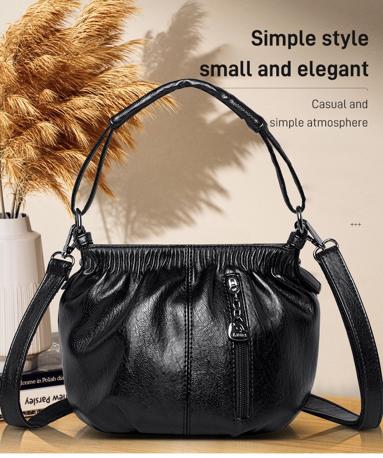 ⏳Tijdelijke aanbieding⏰ Geplooide leren bucket bag – Zacht materiaal, verstelbare schouderband en chique casual stijl ✨
