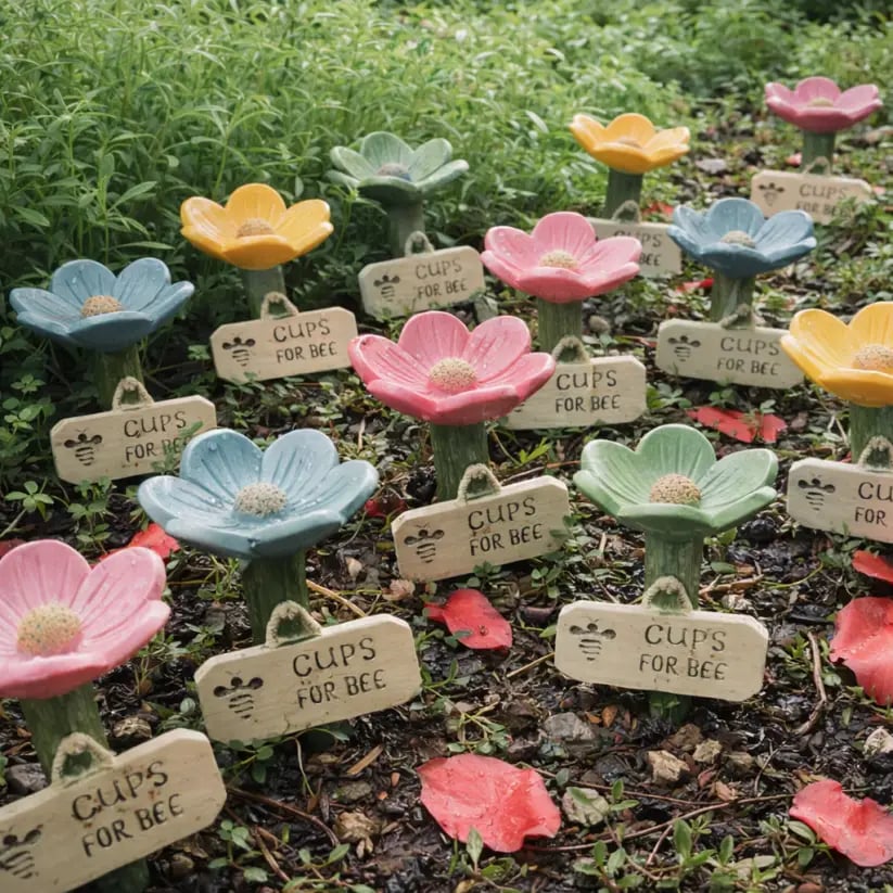 🌸🐝 Gepatenteerd bijen-/waterstation – 💧 Keramische bloem en beschermd tegen muggen en mieren
