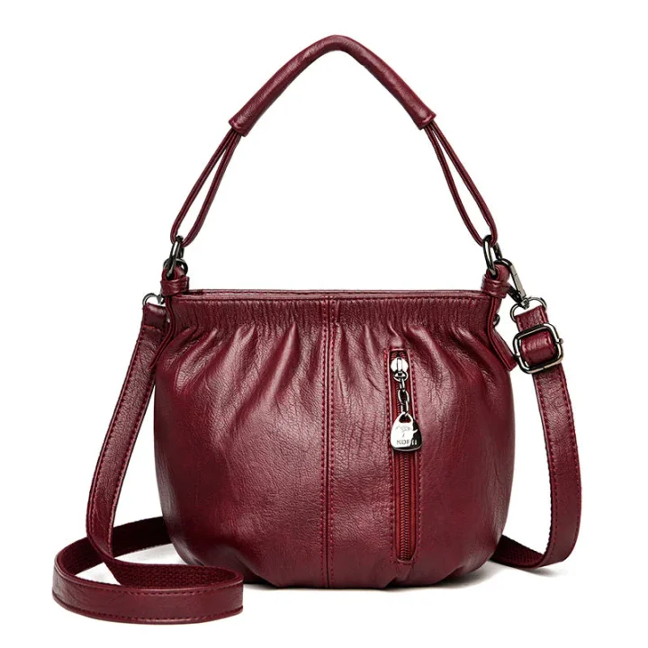 ⏳Tijdelijke aanbieding⏰ Geplooide leren bucket bag – Zacht materiaal, verstelbare schouderband en chique casual stijl ✨