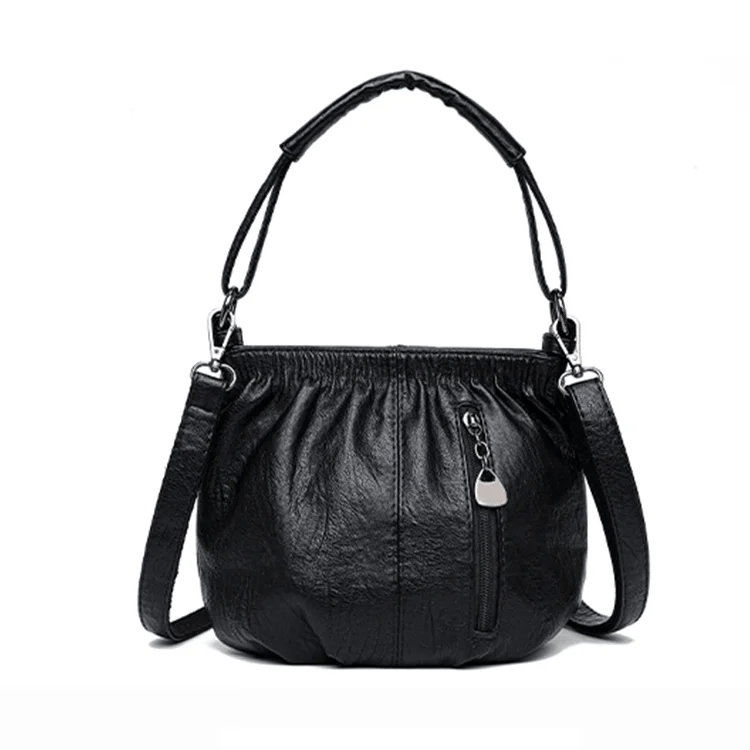⏳Tijdelijke aanbieding⏰ Geplooide leren bucket bag – Zacht materiaal, verstelbare schouderband en chique casual stijl ✨
