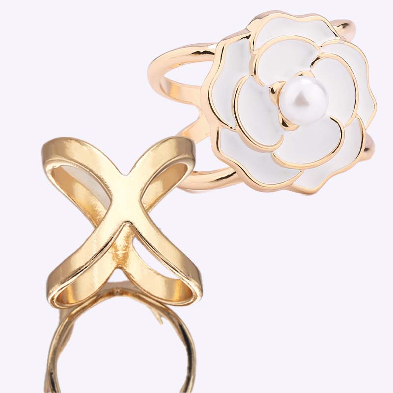 ❤️ ✨Koop 1 en krijg 1 gratis🔥Elegante dames sjaal met parel- en bloemenmotief en ringcli