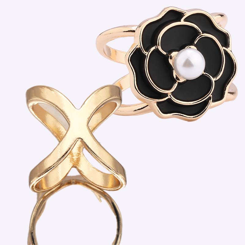 ❤️ ✨Koop 1 en krijg 1 gratis🔥Elegante dames sjaal met parel- en bloemenmotief en ringcli