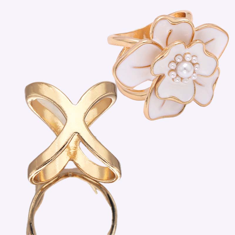 ❤️ ✨Koop 1 en krijg 1 gratis🔥Elegante dames sjaal met parel- en bloemenmotief en ringcli