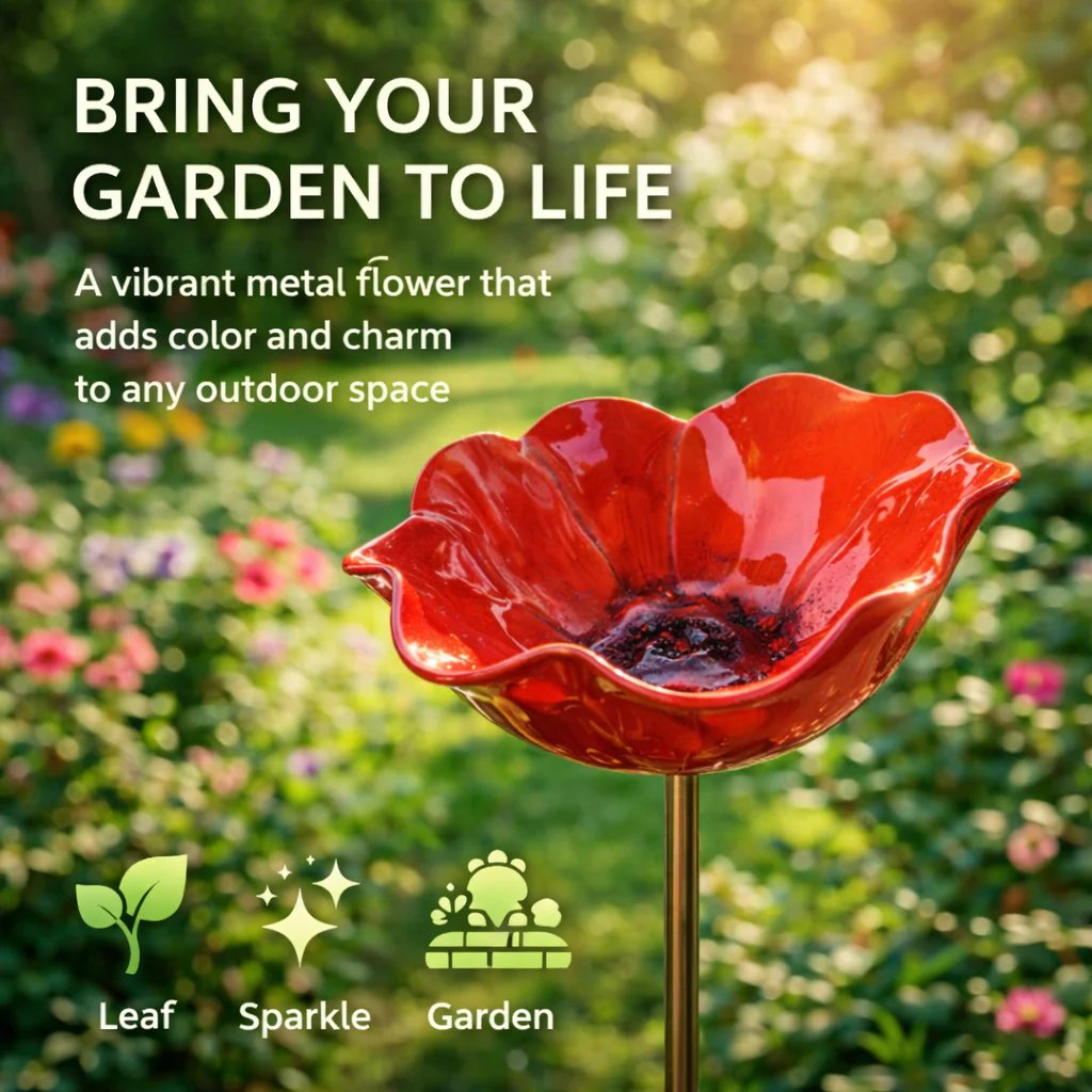 💖Handgemaakte Metalen Bloem Tuinpaal🐦