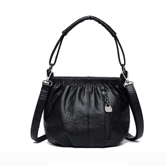 ⏳Tijdelijke aanbieding⏰ Geplooide leren bucket bag – Zacht materiaal, verstelbare schouderband en chique casual stijl ✨