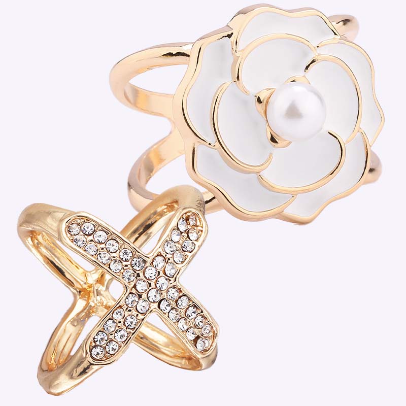 ❤️ ✨Koop 1 en krijg 1 gratis🔥Elegante dames sjaal met parel- en bloemenmotief en ringcli