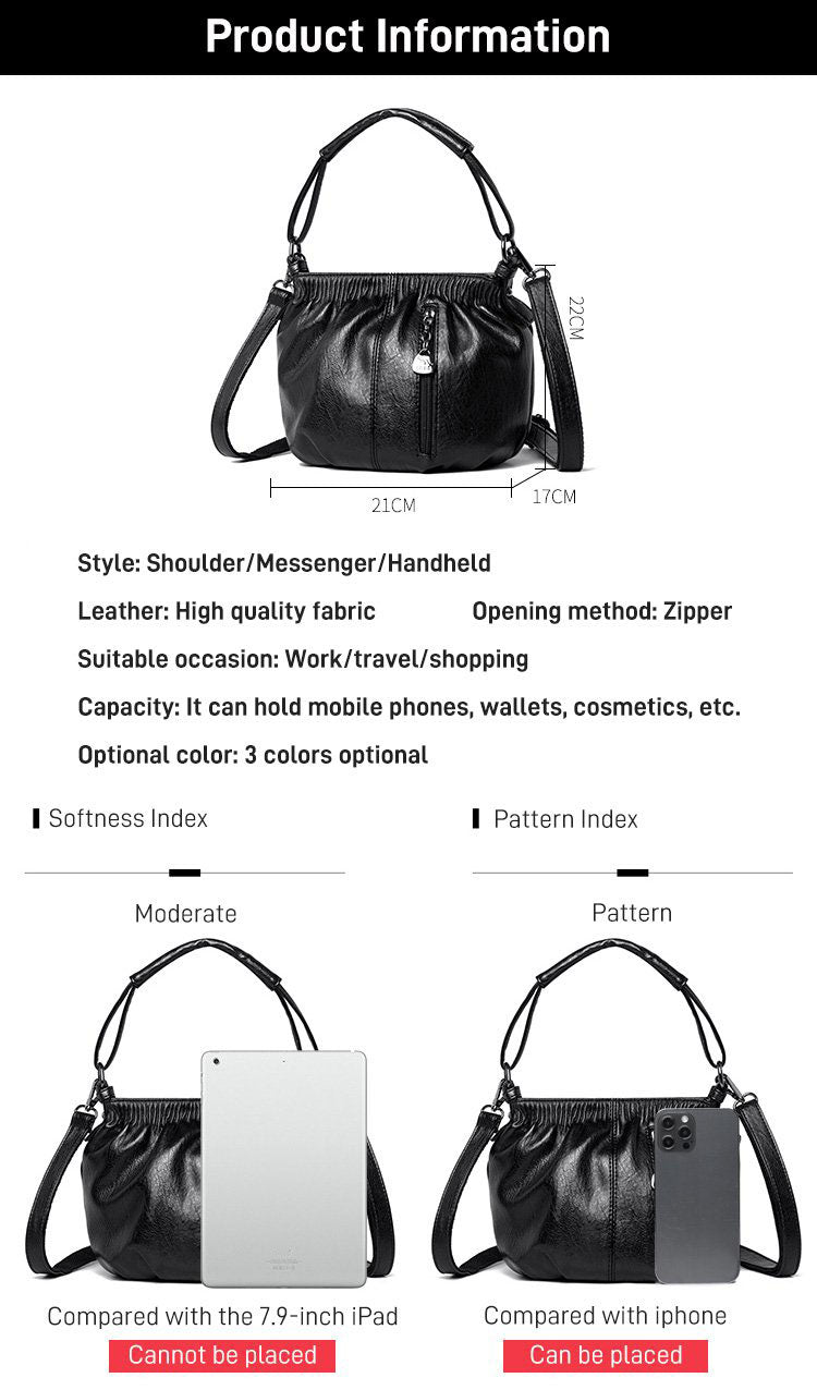 ⏳Tijdelijke aanbieding⏰ Geplooide leren bucket bag – Zacht materiaal, verstelbare schouderband en chique casual stijl ✨