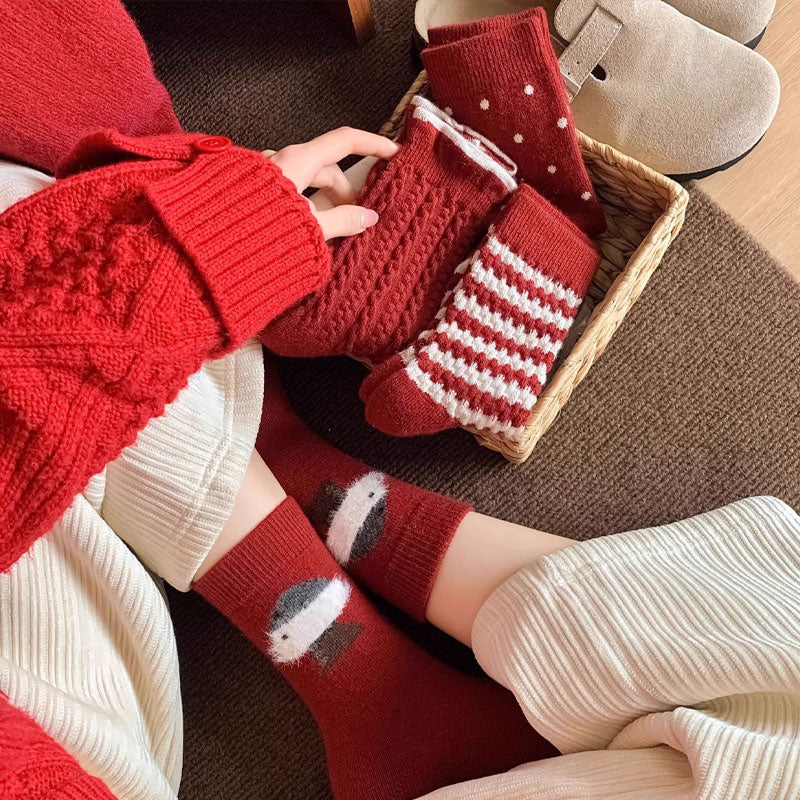 🔥 Populair 🔥 |Comfortabele bordeauxrode katoenen sokken🧦❤️