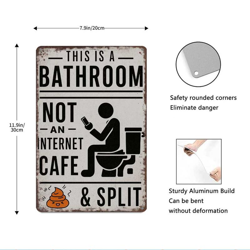 "Dit is een toilet, geen internetcafé" – Grappig vintage metalen wandbord