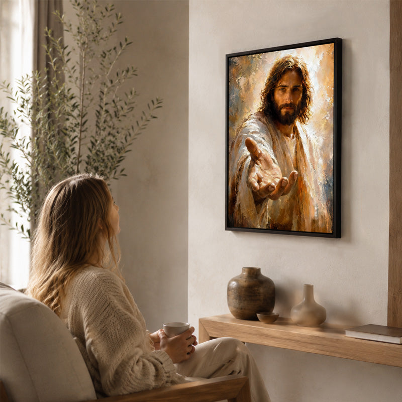 🙏🕯️ Walk With Me — Wandkunst van Jezus voor het gelovige hart