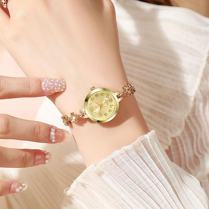 🎁 Laatste dag 49% korting | 💎⌚ Horloge met uittrekbare armband in blad- en diamantstijl