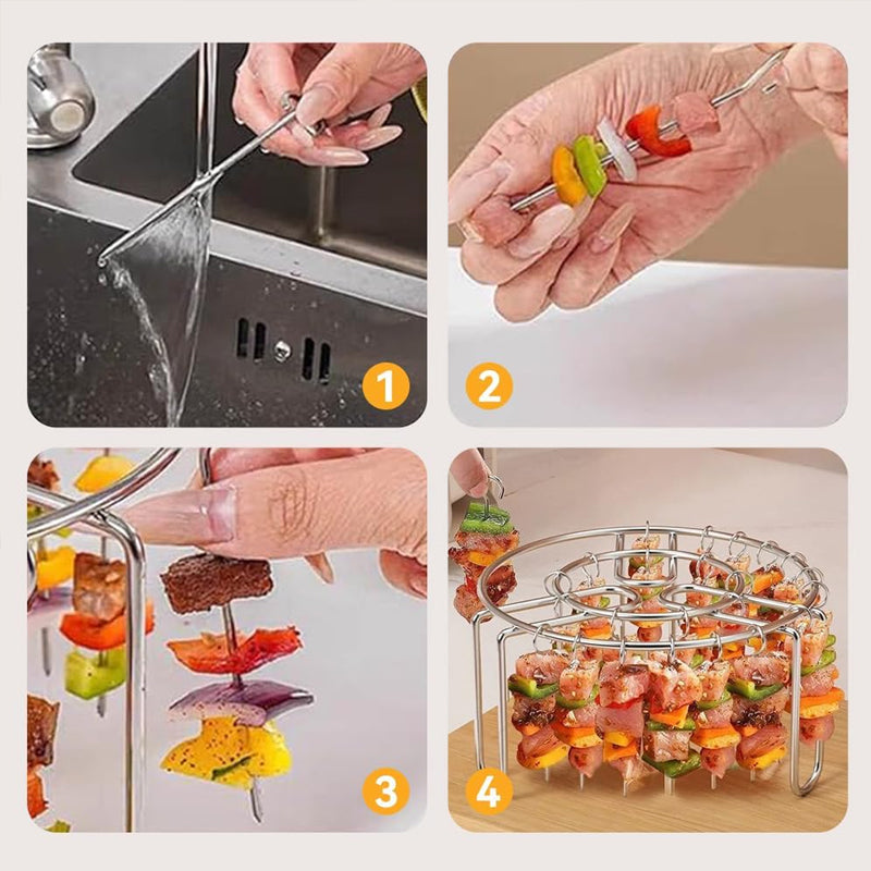 🔥 Spiesrek voor Airfryer – Verticaal kebabhouder van roestvrij staal voor airfryers, ovens en zelfgemaakte BBQ-snacks 🍢